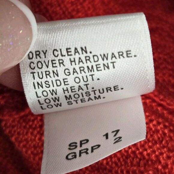 St John Cardigan Sweater Womens XL Red Wool Blend Mixed Knit Designer Luxury - Picture 11 of 11